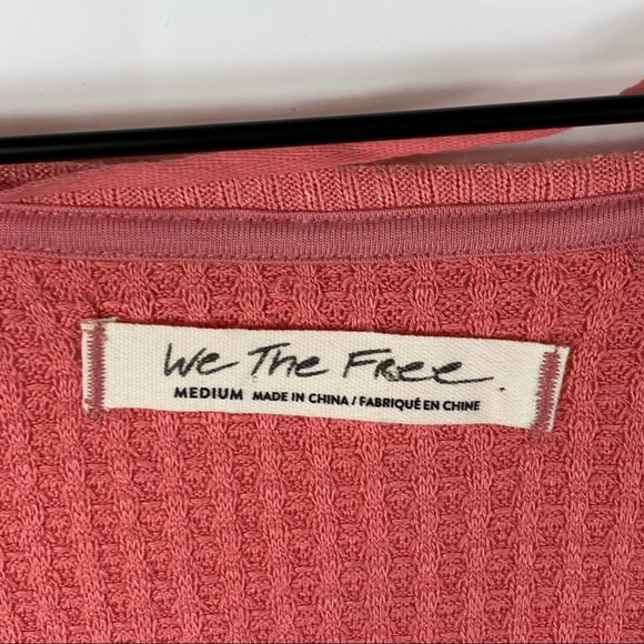 Free People Prairie Rose Pink Santa Clara Thermal V-neck Top Medium OB967840 - Picture 7 of 9